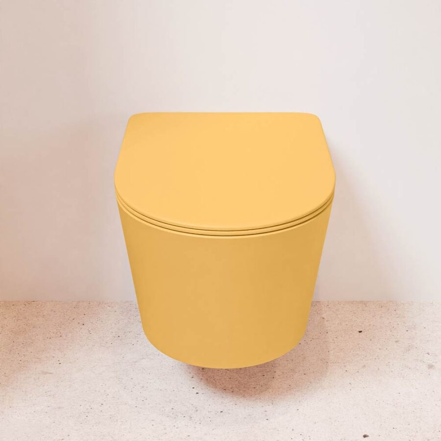 MONDIAZ LAVIE hangend toilet single fire rimless diepspoel Ocher. Toiletzitting met quick-release & softclose Ocher. - Afbeelding 2