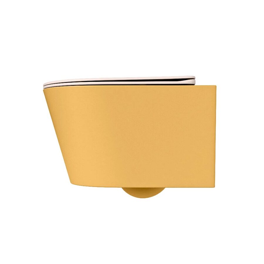MONDIAZ LAVIE hangend toilet single fire rimless diepspoel Ocher. Toiletzitting met quick-release & softclose Rosee. - Afbeelding 8