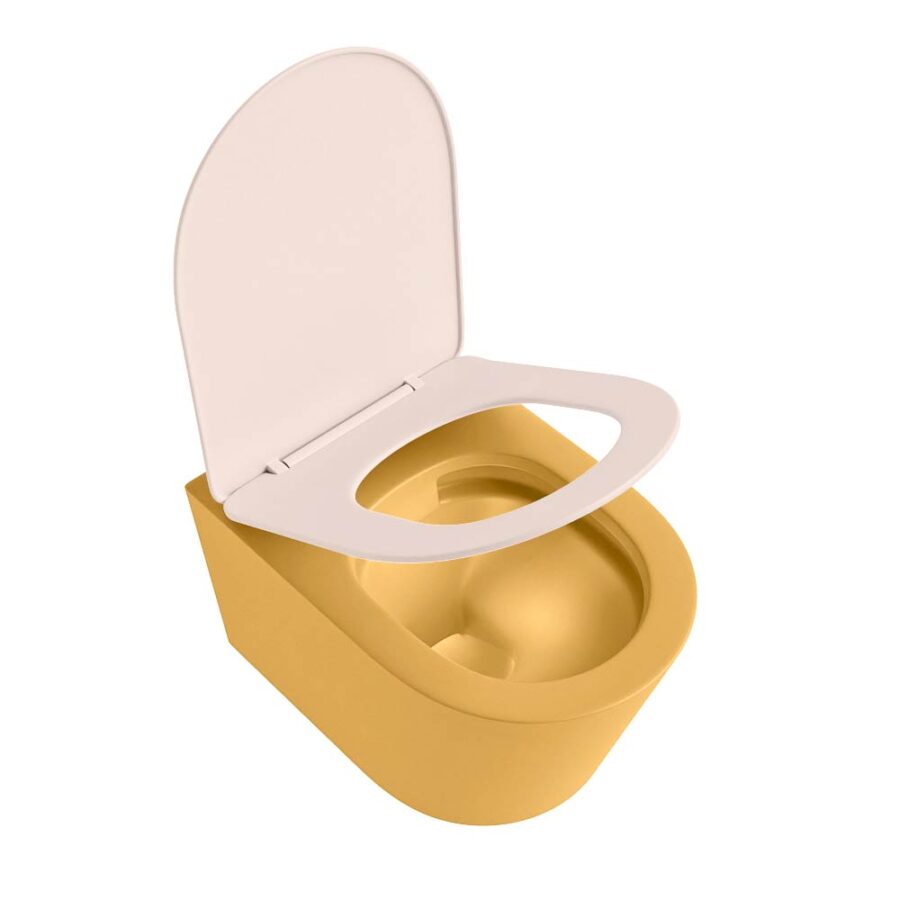 MONDIAZ LAVIE hangend toilet single fire rimless diepspoel Ocher. Toiletzitting met quick-release & softclose Rosee. - Afbeelding 4
