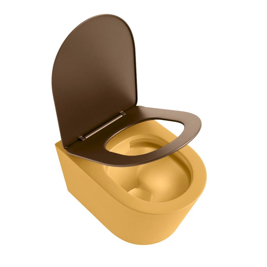 MONDIAZ LAVIE hangend toilet single fire rimless diepspoel Ocher. Toiletzitting met quick-release & softclose Rust. - Afbeelding 4