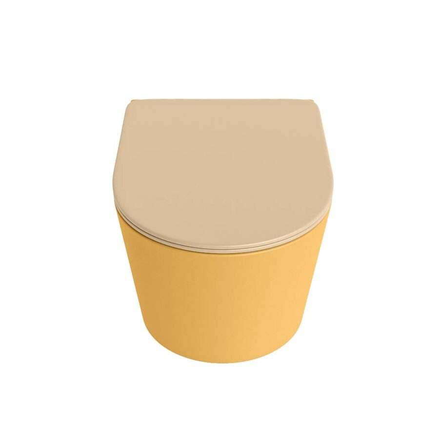 MONDIAZ LAVIE hangend toilet single fire rimless diepspoel Ocher. Toiletzitting met quick-release & softclose Sand. - Afbeelding 6
