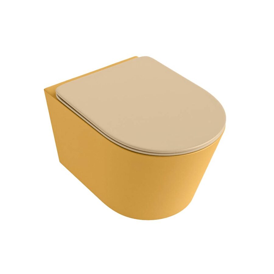 MONDIAZ LAVIE hangend toilet single fire rimless diepspoel Ocher. Toiletzitting met quick-release & softclose Sand. - Afbeelding 5