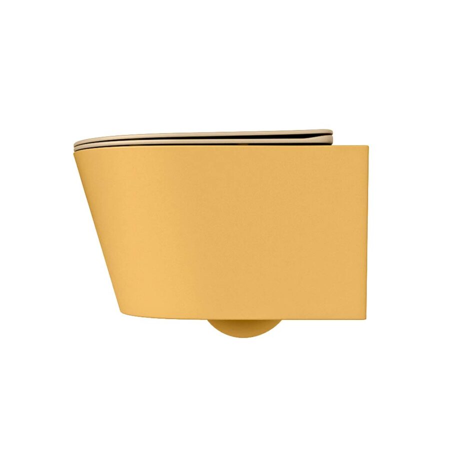 MONDIAZ LAVIE hangend toilet single fire rimless diepspoel Ocher. Toiletzitting met quick-release & softclose Sand. - Afbeelding 8