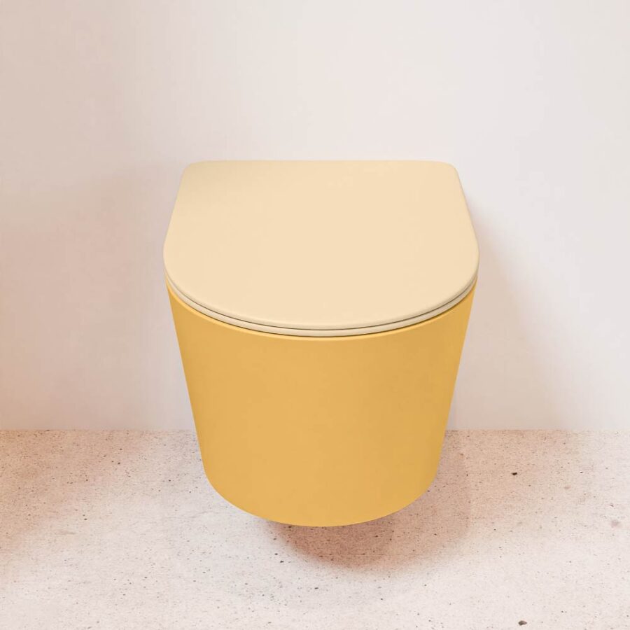 MONDIAZ LAVIE hangend toilet single fire rimless diepspoel Ocher. Toiletzitting met quick-release & softclose Sand. - Afbeelding 2