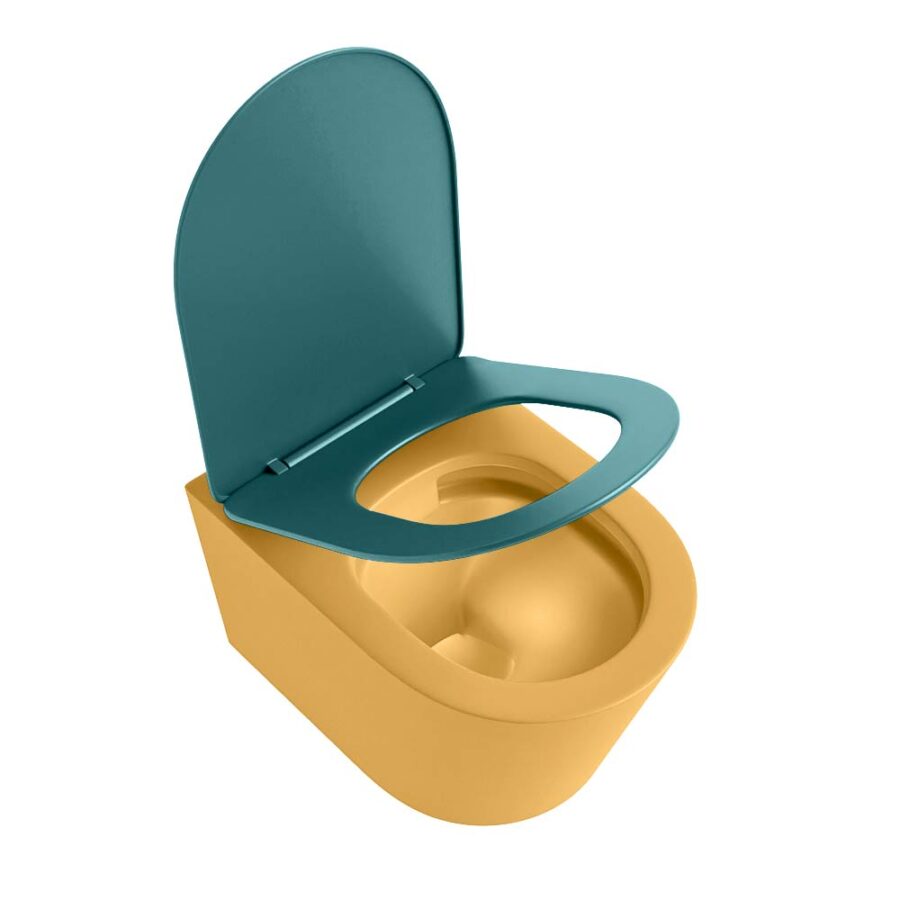 MONDIAZ LAVIE hangend toilet single fire rimless diepspoel Ocher. Toiletzitting met quick-release & softclose Smag. - Afbeelding 4