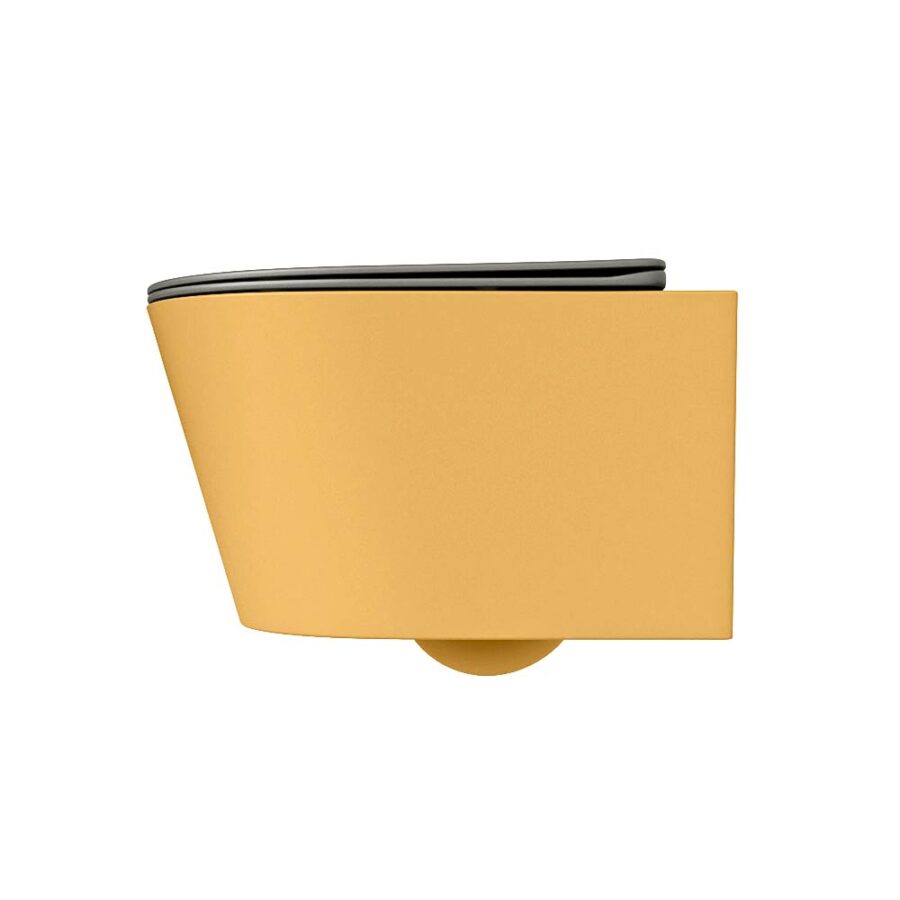 MONDIAZ LAVIE hangend toilet single fire rimless diepspoel Ocher. Toiletzitting met quick-release & softclose Smoke. - Afbeelding 8