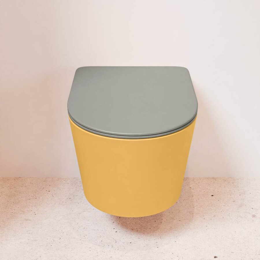 MONDIAZ LAVIE hangend toilet single fire rimless diepspoel Ocher. Toiletzitting met quick-release & softclose Smoke. - Afbeelding 2