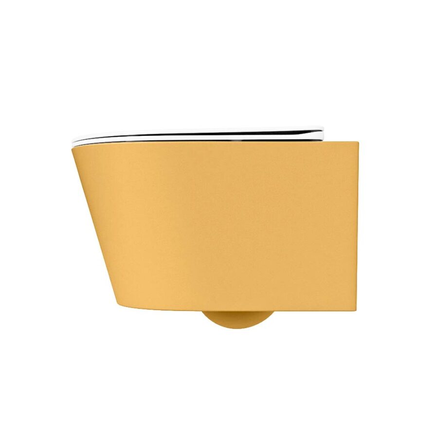 MONDIAZ LAVIE hangend toilet single fire rimless diepspoel Ocher. Toiletzitting met quick-release & softclose Talc. - Afbeelding 8
