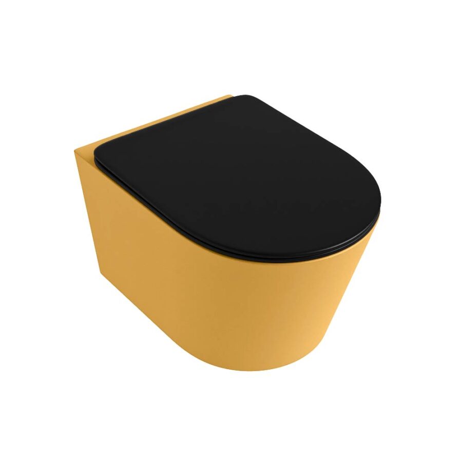MONDIAZ LAVIE hangend toilet single fire rimless diepspoel Ocher. Toiletzitting met quick-release & softclose Urban. - Afbeelding 5