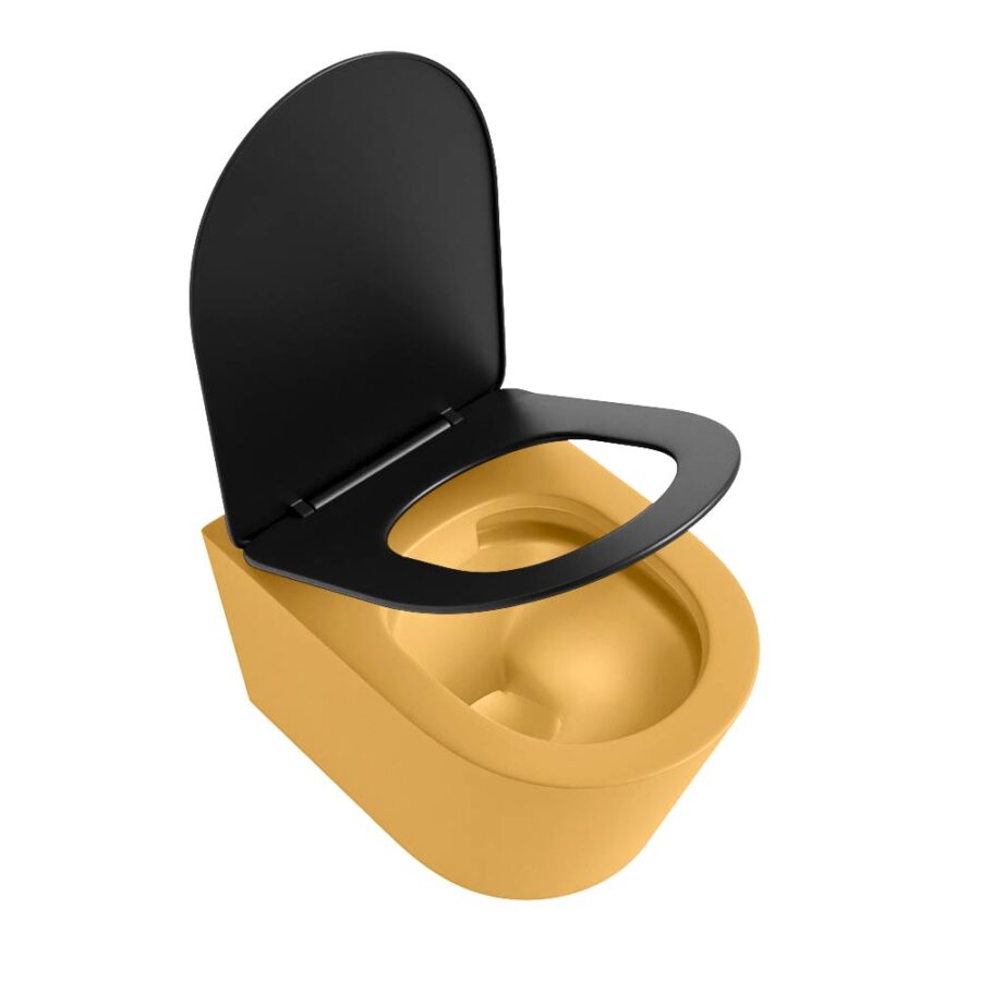 MONDIAZ LAVIE hangend toilet single fire rimless diepspoel Ocher. Toiletzitting met quick-release & softclose Urban. - Afbeelding 4