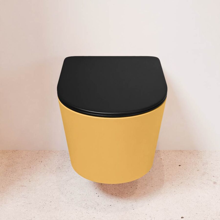 MONDIAZ LAVIE hangend toilet single fire rimless diepspoel Ocher. Toiletzitting met quick-release & softclose Urban. - Afbeelding 2