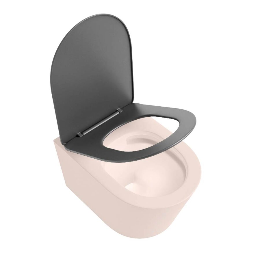 MONDIAZ LAVIE hangend toilet single fire rimless diepspoel Rosee. Toiletzitting met quick-release & softclose Dark Grey. - Afbeelding 4