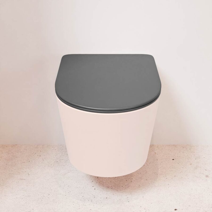 MONDIAZ LAVIE hangend toilet single fire rimless diepspoel Rosee. Toiletzitting met quick-release & softclose Dark Grey. - Afbeelding 2