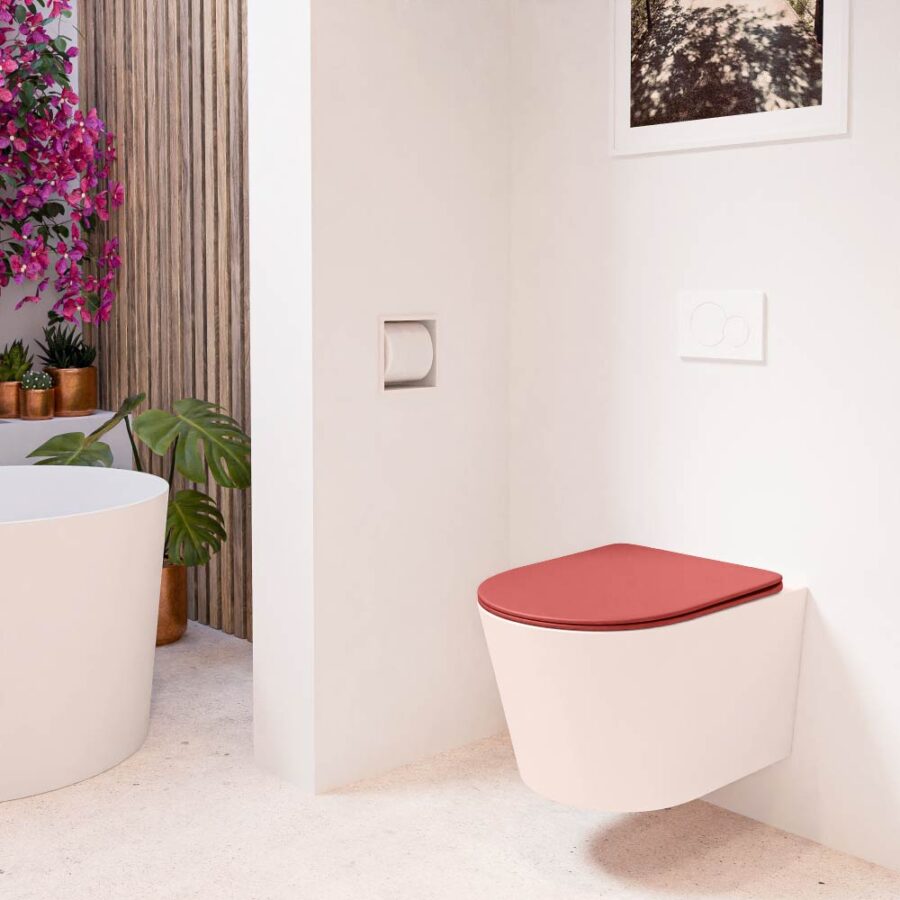 MONDIAZ LAVIE hangend toilet single fire rimless diepspoel Rosee. Toiletzitting met quick-release & softclose Fire. - Afbeelding 3