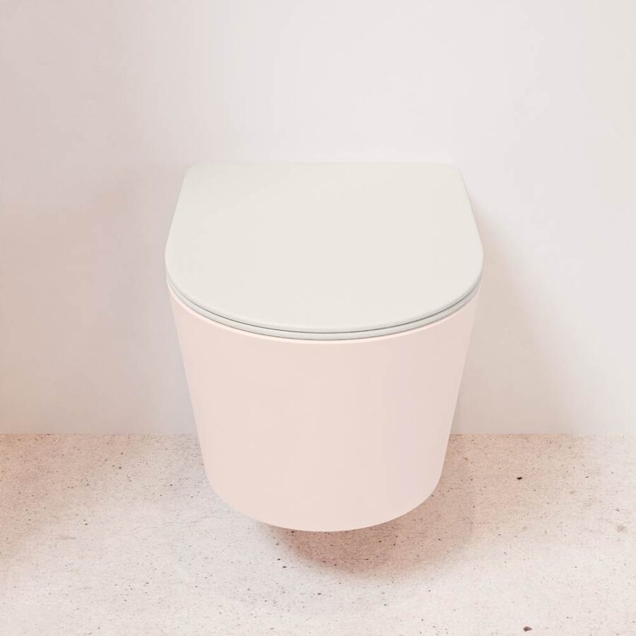 MONDIAZ LAVIE hangend toilet single fire rimless diepspoel Rosee. Toiletzitting met quick-release & softclose Linen. - Afbeelding 2