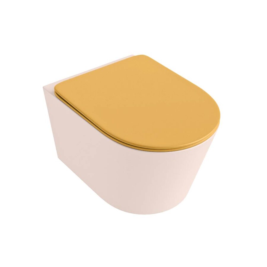 MONDIAZ LAVIE hangend toilet single fire rimless diepspoel Rosee. Toiletzitting met quick-release & softclose Ocher. - Afbeelding 5
