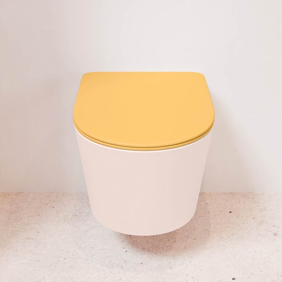MONDIAZ LAVIE hangend toilet single fire rimless diepspoel Rosee. Toiletzitting met quick-release & softclose Ocher. - Afbeelding 2