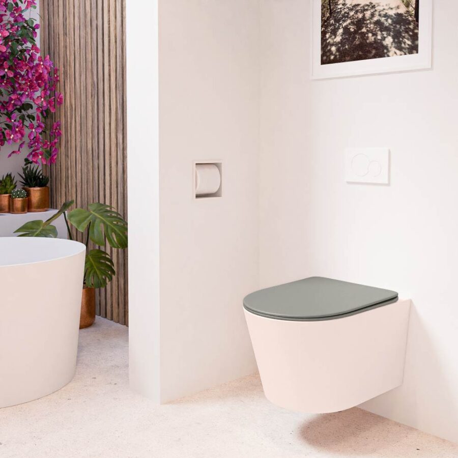 MONDIAZ LAVIE hangend toilet single fire rimless diepspoel Rosee. Toiletzitting met quick-release & softclose Smoke. - Afbeelding 3