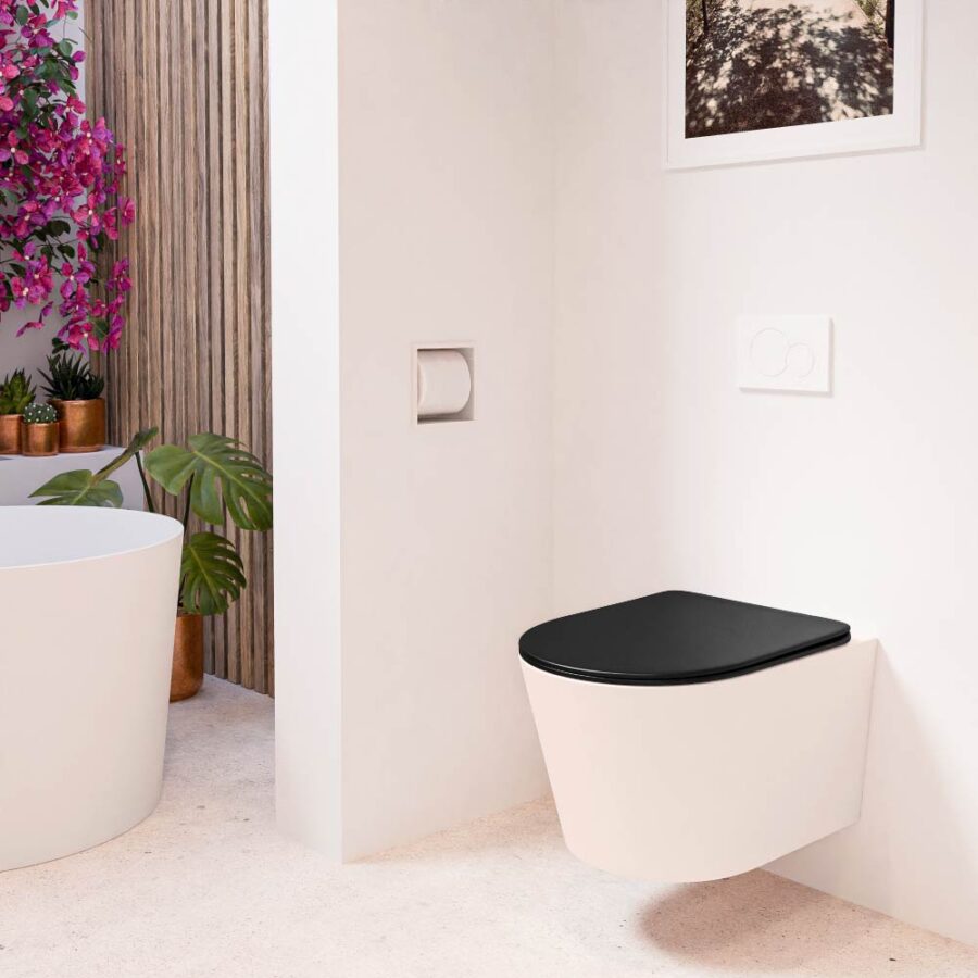MONDIAZ LAVIE hangend toilet single fire rimless diepspoel Rosee. Toiletzitting met quick-release & softclose Urban. - Afbeelding 3