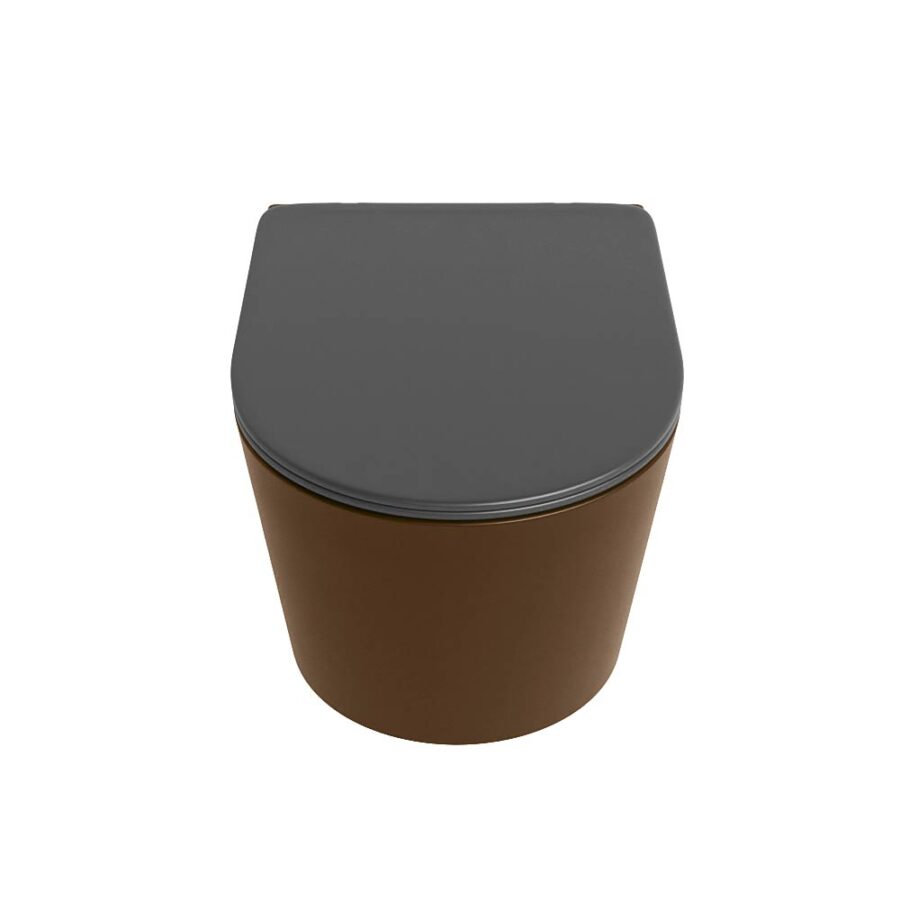MONDIAZ LAVIE hangend toilet single fire rimless diepspoel Rust. Toiletzitting met quick-release & softclose Dark Grey. - Afbeelding 6