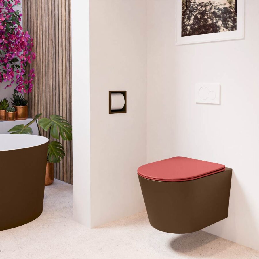 MONDIAZ LAVIE hangend toilet single fire rimless diepspoel Rust. Toiletzitting met quick-release & softclose Fire. - Afbeelding 3