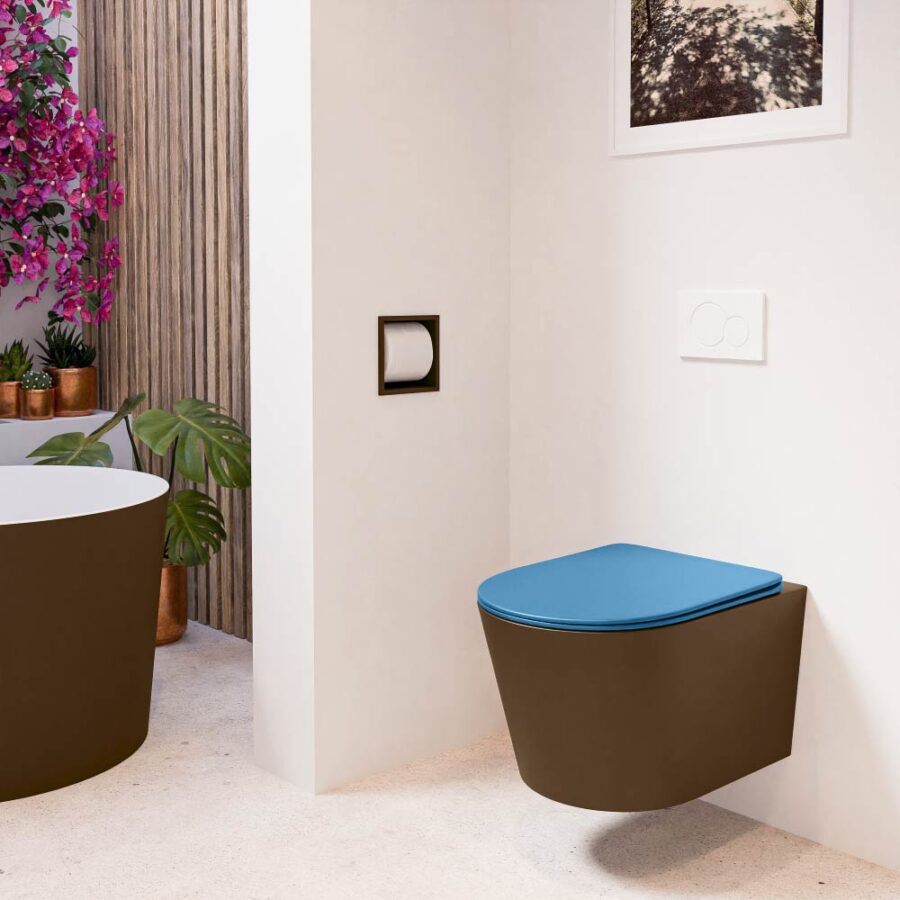 MONDIAZ LAVIE hangend toilet single fire rimless diepspoel Rust. Toiletzitting met quick-release & softclose Jeans. - Afbeelding 3