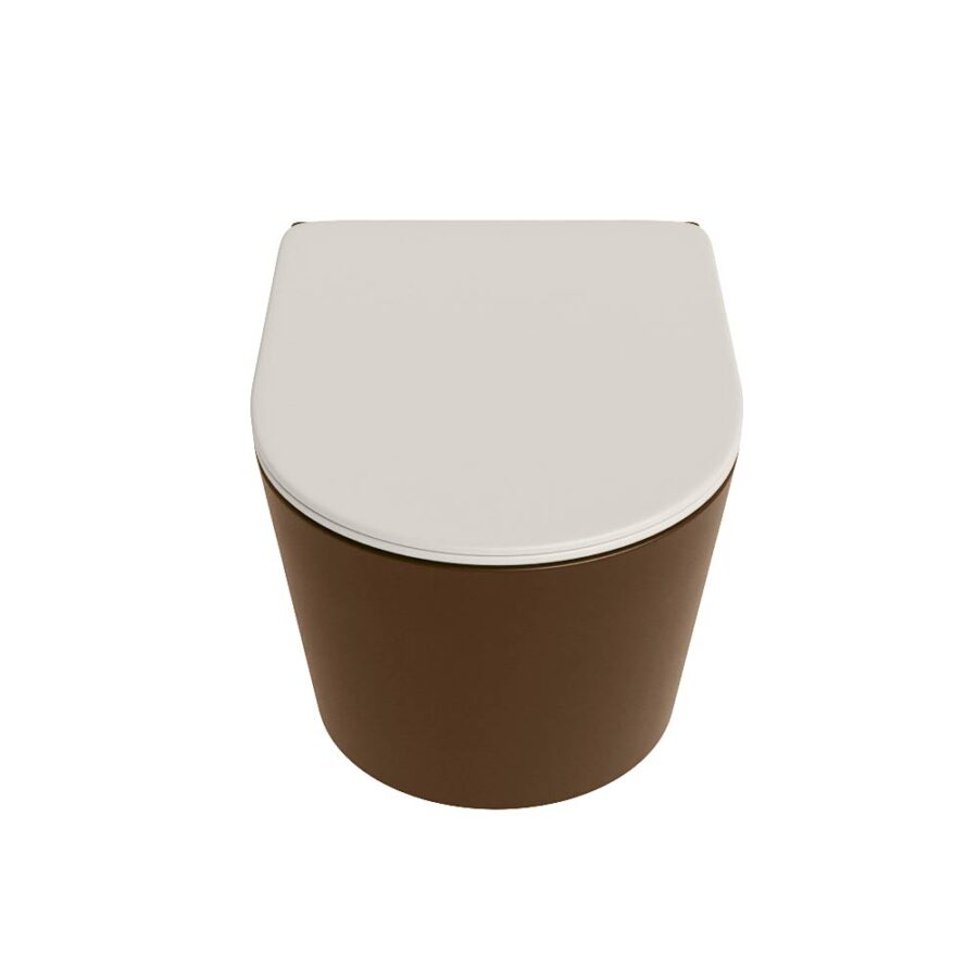 MONDIAZ LAVIE hangend toilet single fire rimless diepspoel Rust. Toiletzitting met quick-release & softclose Linen. - Afbeelding 6