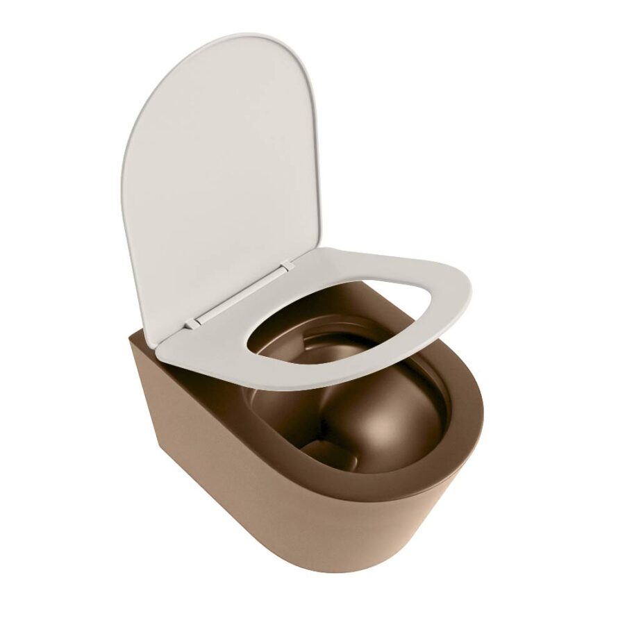 MONDIAZ LAVIE hangend toilet single fire rimless diepspoel Rust. Toiletzitting met quick-release & softclose Linen. - Afbeelding 4