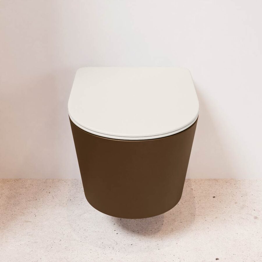 MONDIAZ LAVIE hangend toilet single fire rimless diepspoel Rust. Toiletzitting met quick-release & softclose Linen. - Afbeelding 2