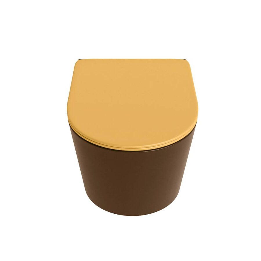 MONDIAZ LAVIE hangend toilet single fire rimless diepspoel Rust. Toiletzitting met quick-release & softclose Ocher. - Afbeelding 6