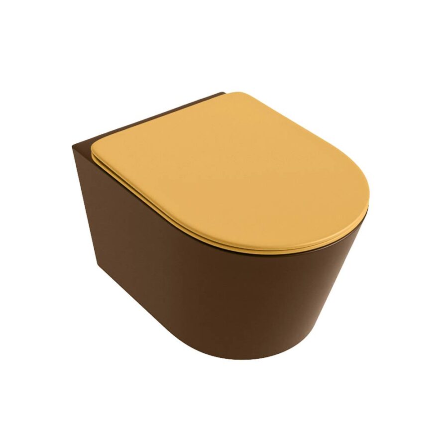 MONDIAZ LAVIE hangend toilet single fire rimless diepspoel Rust. Toiletzitting met quick-release & softclose Ocher. - Afbeelding 5