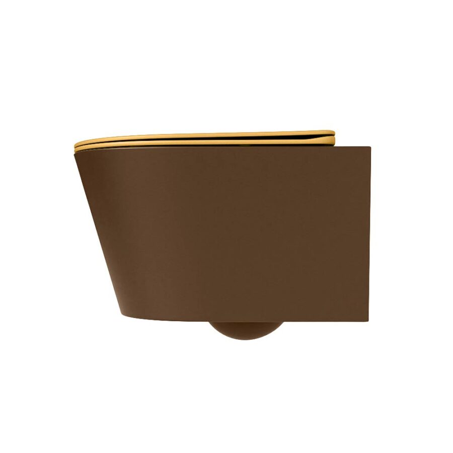 MONDIAZ LAVIE hangend toilet single fire rimless diepspoel Rust. Toiletzitting met quick-release & softclose Ocher. - Afbeelding 8