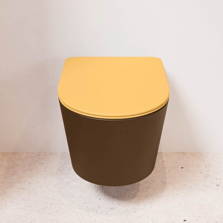 MONDIAZ LAVIE hangend toilet single fire rimless diepspoel Rust. Toiletzitting met quick-release & softclose Ocher. - Afbeelding 2