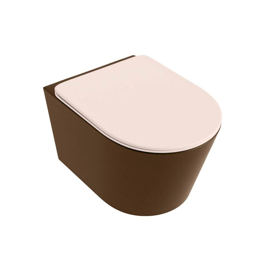 MONDIAZ LAVIE hangend toilet single fire rimless diepspoel Rust. Toiletzitting met quick-release & softclose Rosee. - Afbeelding 5