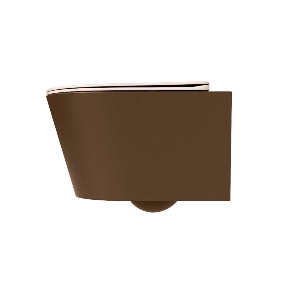 MONDIAZ LAVIE hangend toilet single fire rimless diepspoel Rust. Toiletzitting met quick-release & softclose Rosee. - Afbeelding 8