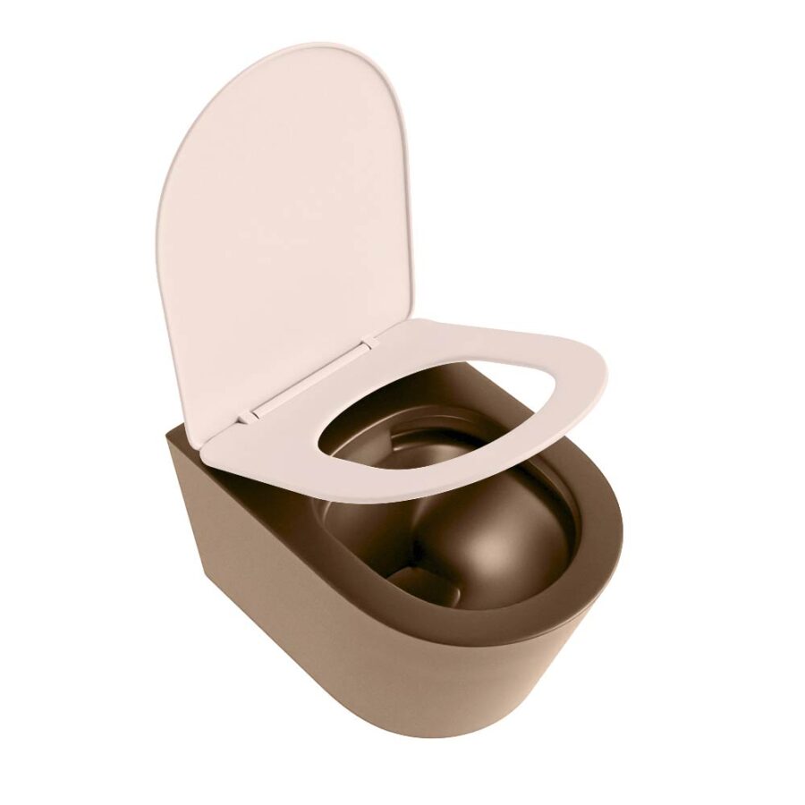MONDIAZ LAVIE hangend toilet single fire rimless diepspoel Rust. Toiletzitting met quick-release & softclose Rosee. - Afbeelding 4