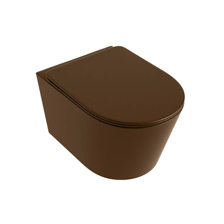 MONDIAZ LAVIE hangend toilet single fire rimless diepspoel Rust. Toiletzitting met quick-release & softclose Rust. - Afbeelding 5