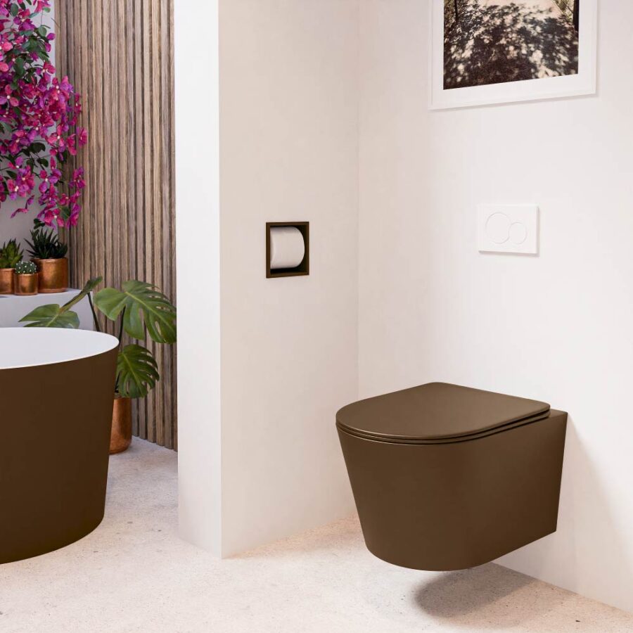 MONDIAZ LAVIE hangend toilet single fire rimless diepspoel Rust. Toiletzitting met quick-release & softclose Rust. - Afbeelding 3