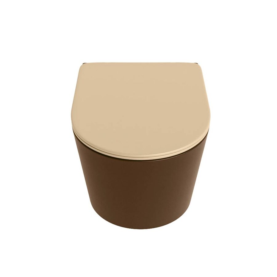 MONDIAZ LAVIE hangend toilet single fire rimless diepspoel Rust. Toiletzitting met quick-release & softclose Sand. - Afbeelding 6