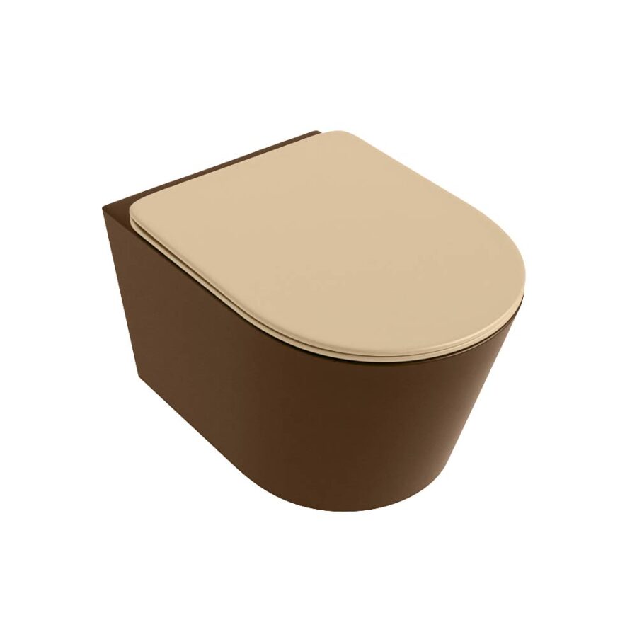 MONDIAZ LAVIE hangend toilet single fire rimless diepspoel Rust. Toiletzitting met quick-release & softclose Sand. - Afbeelding 5