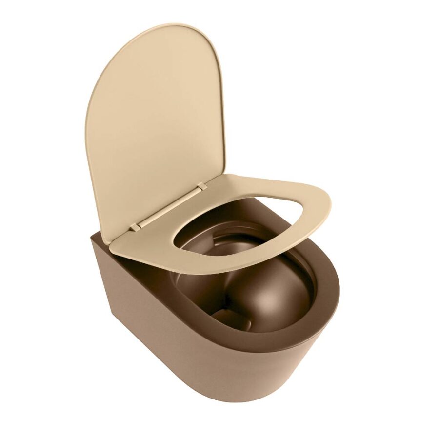 MONDIAZ LAVIE hangend toilet single fire rimless diepspoel Rust. Toiletzitting met quick-release & softclose Sand. - Afbeelding 4