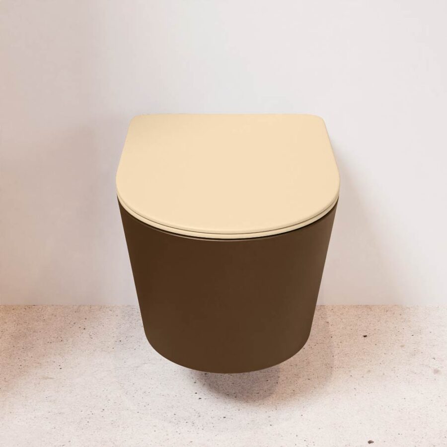 MONDIAZ LAVIE hangend toilet single fire rimless diepspoel Rust. Toiletzitting met quick-release & softclose Sand. - Afbeelding 2