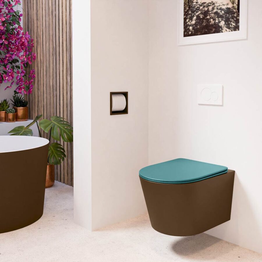 MONDIAZ LAVIE hangend toilet single fire rimless diepspoel Rust. Toiletzitting met quick-release & softclose Smag. - Afbeelding 3