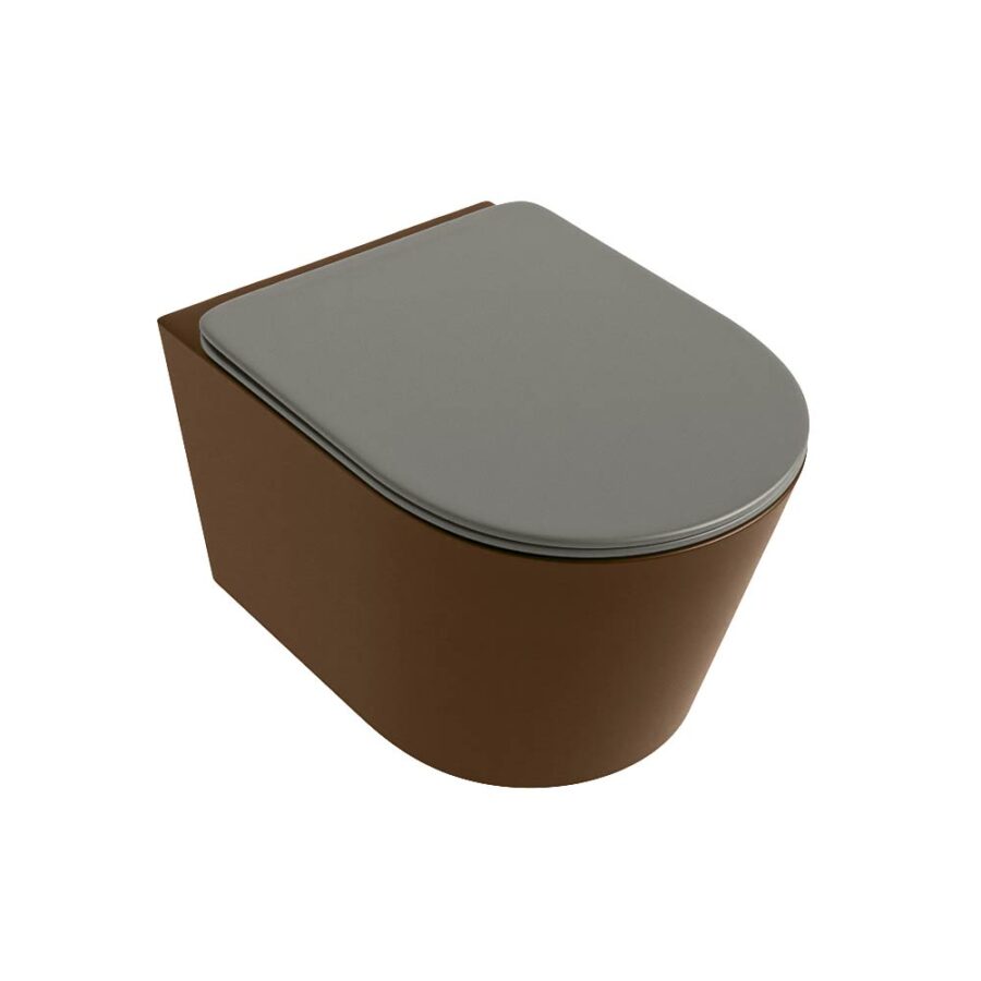 MONDIAZ LAVIE hangend toilet single fire rimless diepspoel Rust. Toiletzitting met quick-release & softclose Smoke. - Afbeelding 5