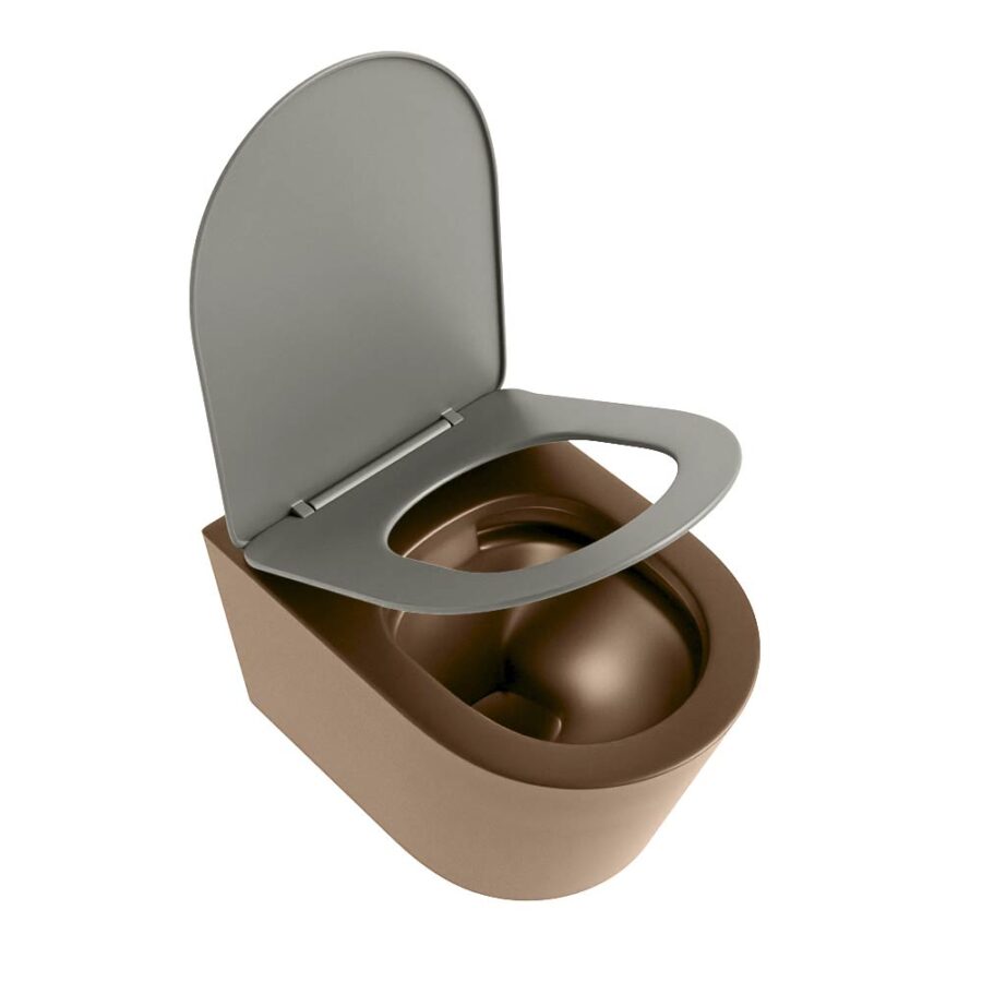 MONDIAZ LAVIE hangend toilet single fire rimless diepspoel Rust. Toiletzitting met quick-release & softclose Smoke. - Afbeelding 4