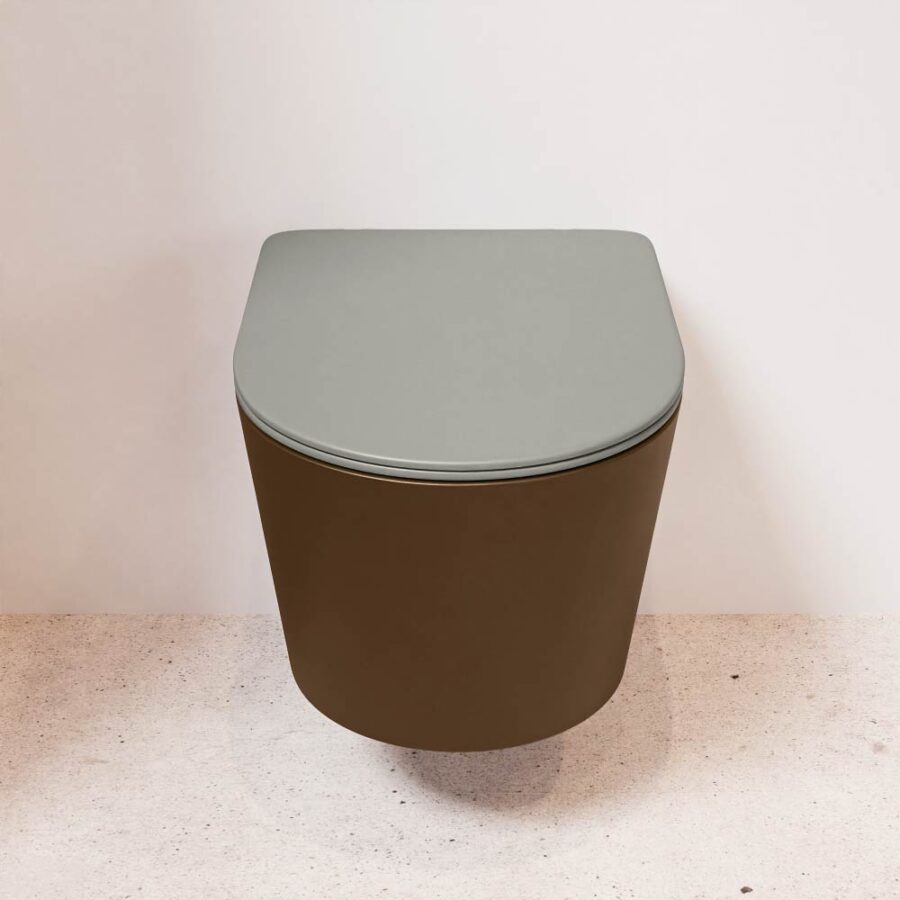 MONDIAZ LAVIE hangend toilet single fire rimless diepspoel Rust. Toiletzitting met quick-release & softclose Smoke. - Afbeelding 2