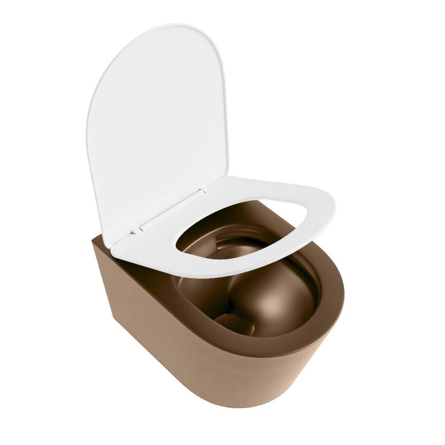 MONDIAZ LAVIE hangend toilet single fire rimless diepspoel Rust. Toiletzitting met quick-release & softclose Talc. - Afbeelding 4
