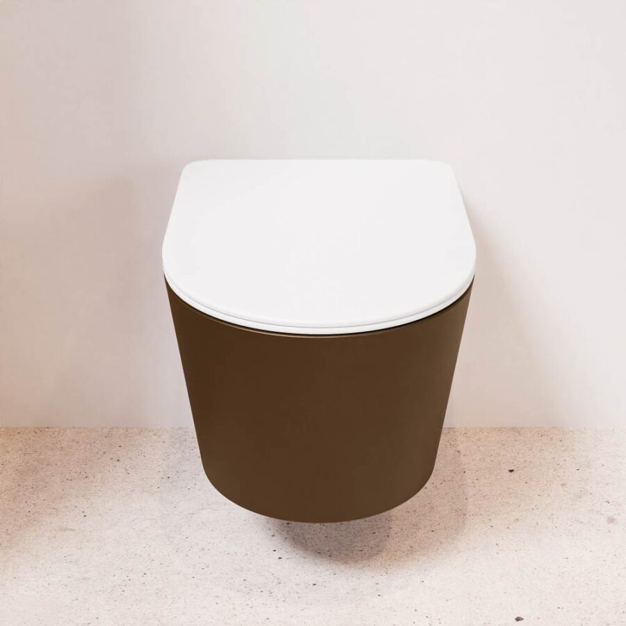 MONDIAZ LAVIE hangend toilet single fire rimless diepspoel Rust. Toiletzitting met quick-release & softclose Talc. - Afbeelding 2