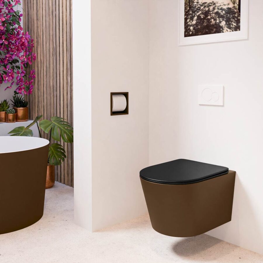 MONDIAZ LAVIE hangend toilet single fire rimless diepspoel Rust. Toiletzitting met quick-release & softclose Urban. - Afbeelding 3