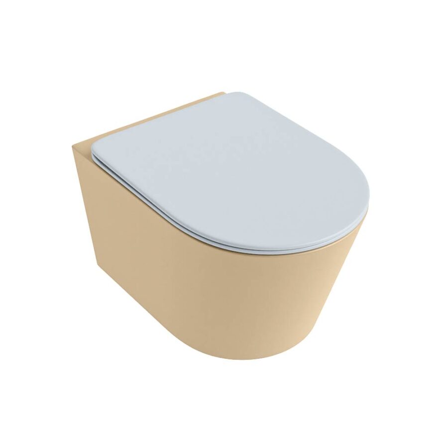 MONDIAZ LAVIE hangend toilet single fire rimless diepspoel Sand. Toiletzitting met quick-release & softclose Clay. - Afbeelding 5